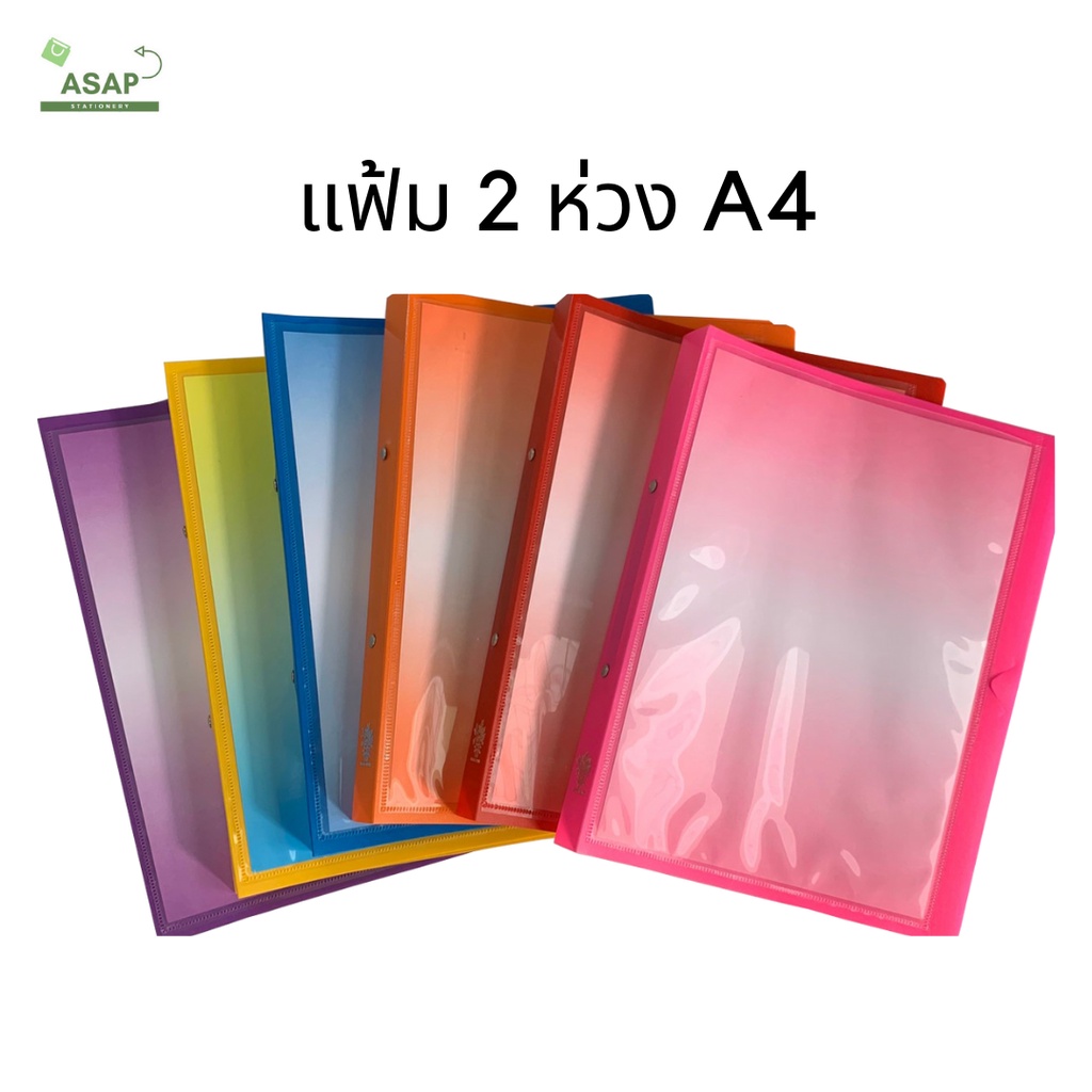ชื้น/แฟ้ม 2 ห่วง ไม่มีไส้ โชว์ปกหน้า สันหนา 3 ซม สีทึบ หลากสี ขนาด A4