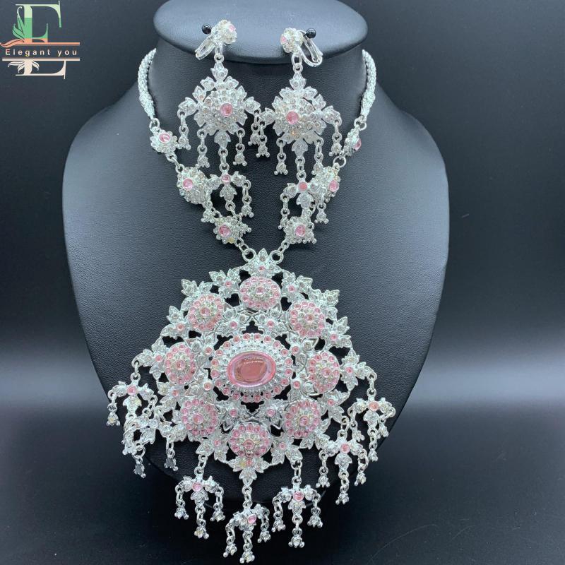 ชุดสร้อยเจ้าสาว สร้อยโบราณเงินพลอยชมพูพร้อมหัวเข็มขัด - รูปที่ 6