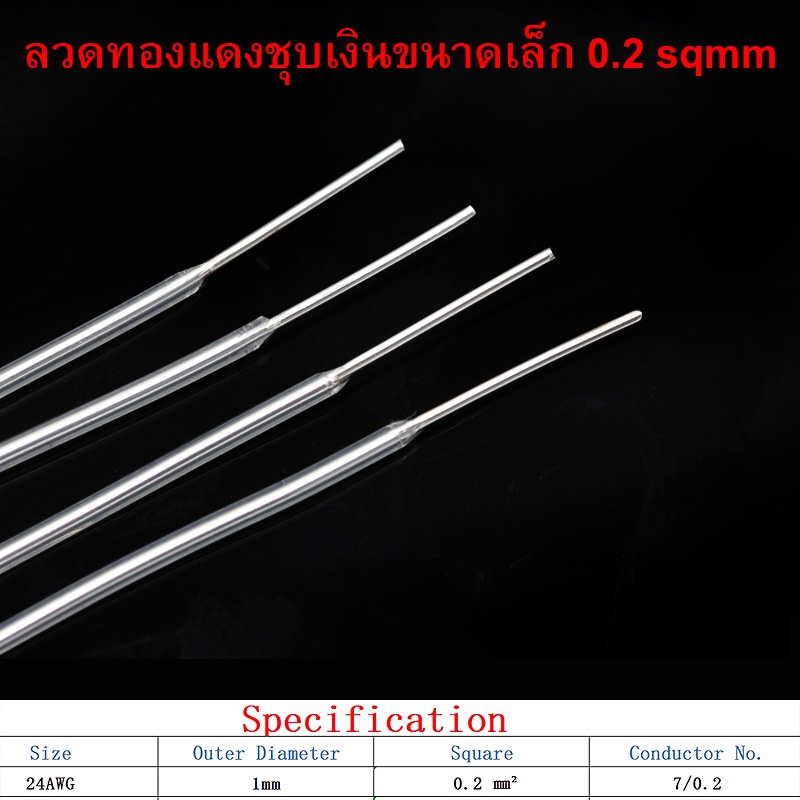 สาย Wire ทองแดงชุบเงินแกนเดี่ยวขนาดเล็ก ตัวนำ OFC Copper(Silver-Plated) ขนาด 24AWG / 0.2mm