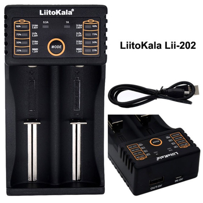 เครื่องชาร์จ 18650 LiitoKala Lii-202 แบบ 2 ช่อง