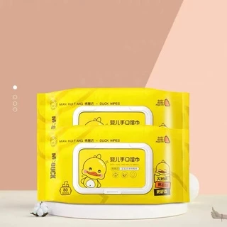 (🔥 0 บาท ส่งฟรี 🔥) ทิชชู่เปียก น้องเป็ด แพคนึงมี 80 แผ่น ผ้าเช็ดทำความสะอาด 1ห่อ 80 แผ่น ทิชชู่ทำความสะอาด Baby Wipes