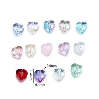 ✨ ลูกปัดหัวใจสีสันสดใส 20-50 ชิ้น แก้วคุณภาพสูง สำหรับ DIY สร้อยข้อมือ-สร้อยคอ งานแฮนด์เมด