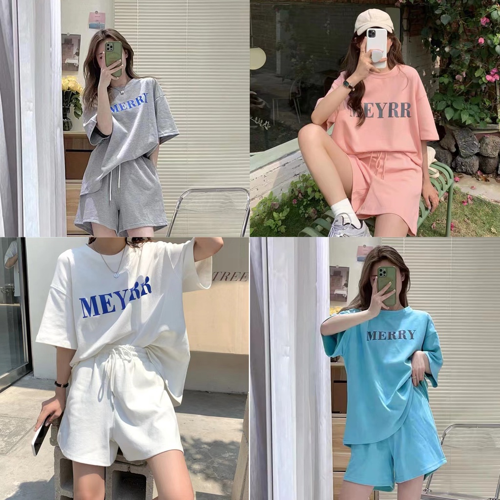 midsummer ชุดเซ็ตแฟชั่น สไตล์เกาหลี 2ชิ้น เสื้อคอกลมแขนสั้น กางเกงขาสั้นเอวยืด เนื้อผ้าดีใส่สบาย ไม่ต้องรีด #815