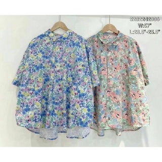 เชิ้ตคอตตอน100% งานญี่ปุ่น japanese short sleeves color print cotton shirt