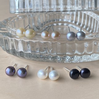 ต่างหูมุกน้ำจืดแท้ (Freshwater Pearls 6 - 6.5mm) ตัวเรือนเงินแท้ 925 Sterling Silver