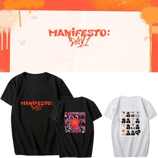 Kpop MANIFESTO : DAY 1 เสื้อยืดลําลอง แขนสั้น แฟชั่นฤดูร้อน สําหรับผู้ชาย และผู้หญิงS-5XL