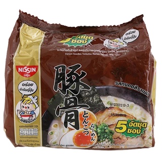 Nissin Instant Noodles Tonkotsu Ramen Flavor 60 g. Pack of 5 Japanese Pork Bone Soup Flavor บะหมี่กึ่งสำเร็จรูป รสทงคตสึ