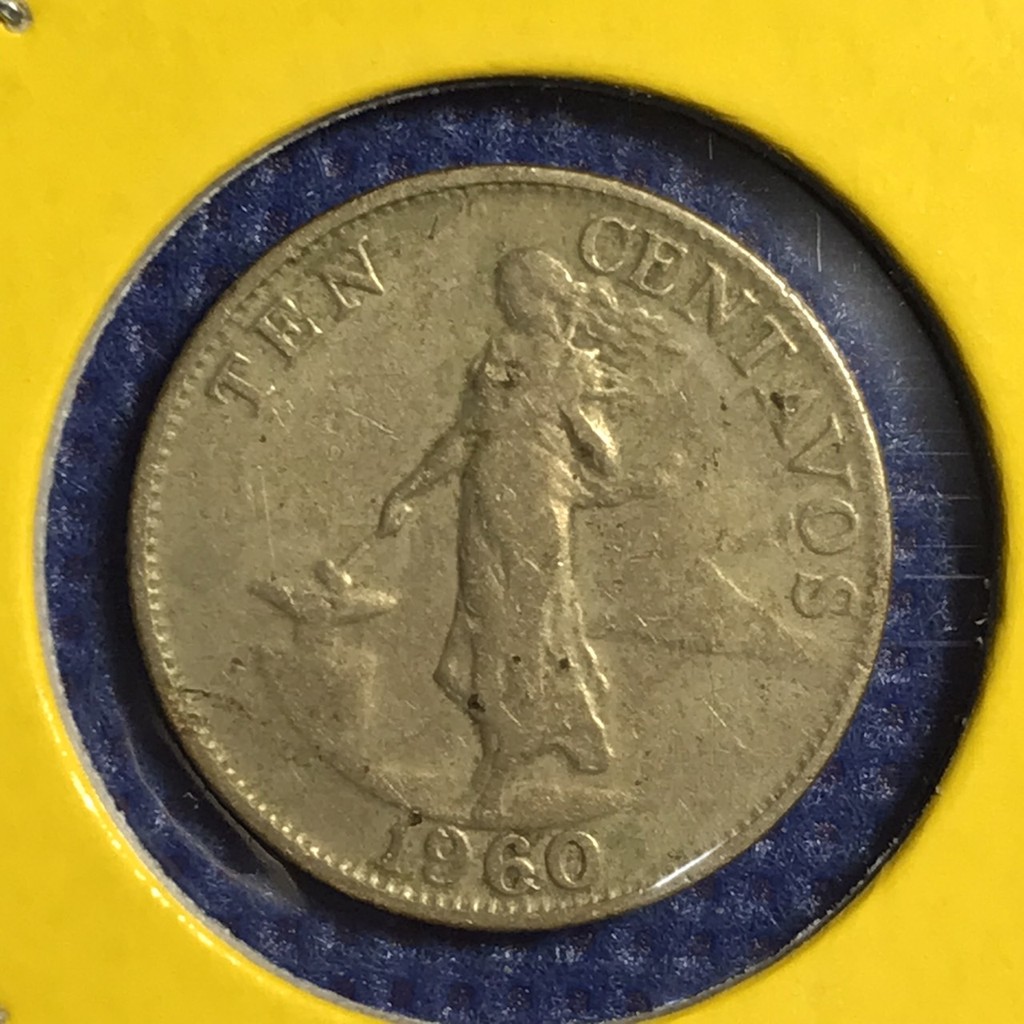 เหรียญรหัส14211 ปี1960 ฟิลิปปินส์ 10 CENTAVOS เหรียญต่างประเทศ เหรียญสะสม เหรียญหายาก