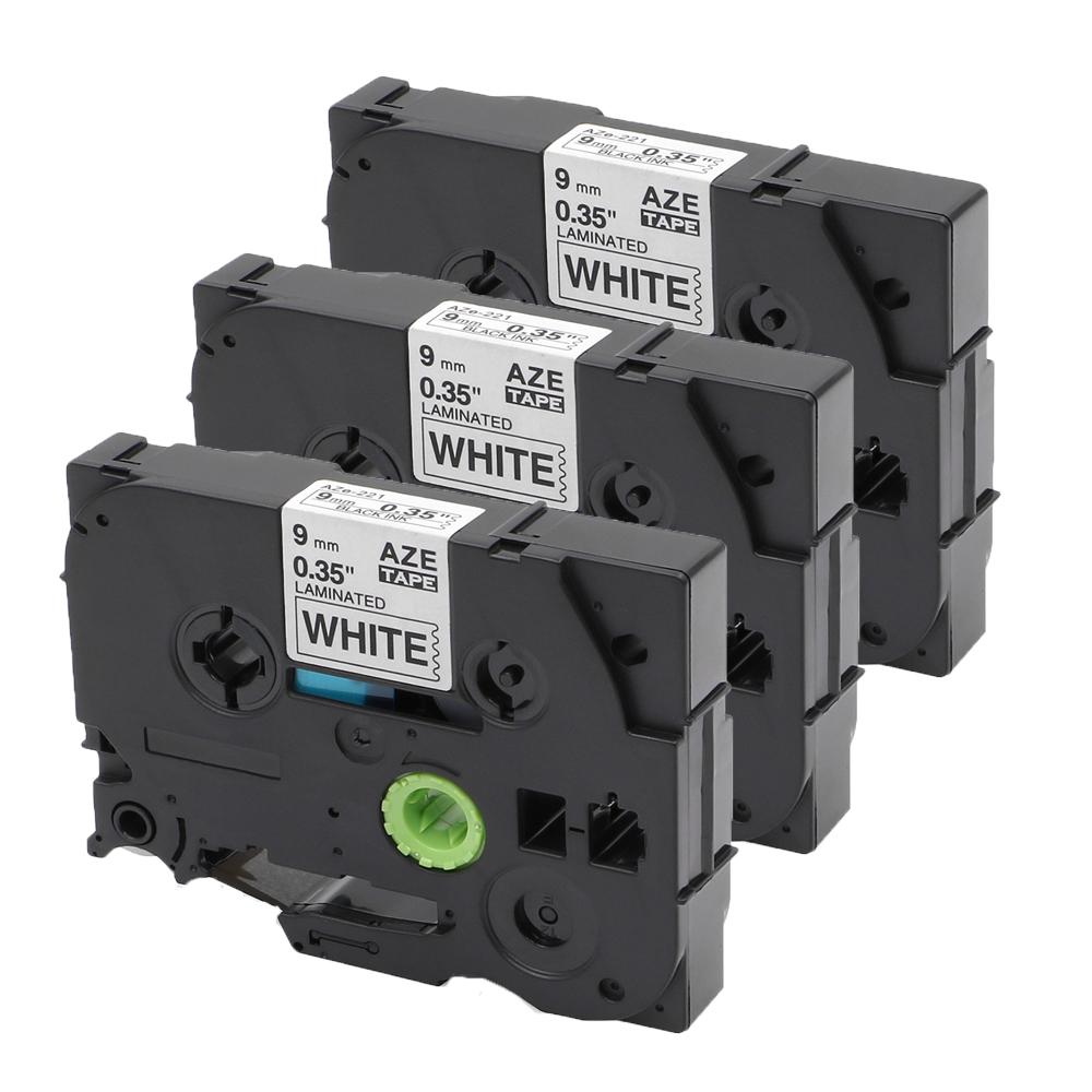 สําหรับ GL-H105 PT-H110PT-P750W PT-P700 PT-H101C-H101C สีดําขาว 9mm - 8m, 3-ถุง TZ 221 P221 P-TZ 221