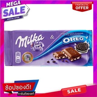 มิลก้าช็อกโกแลตนมผสมโอริโอ 100กรัม Milka Milk Chocolate with Oreo 100g.