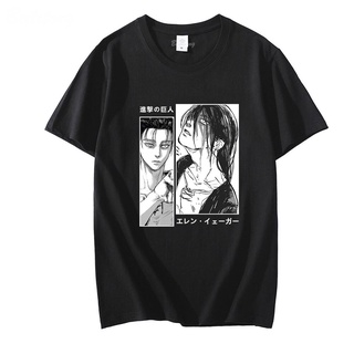 เสื้อยืดครอปใหม่ เสื้อยืดผ้าฝ้าย 100% พิมพ์ลายอนิเมะ Yeager Eren Attack on Titan สไตล์ฮิปฮอป คุณภาพสูง สําหรับผู้ชาย และ