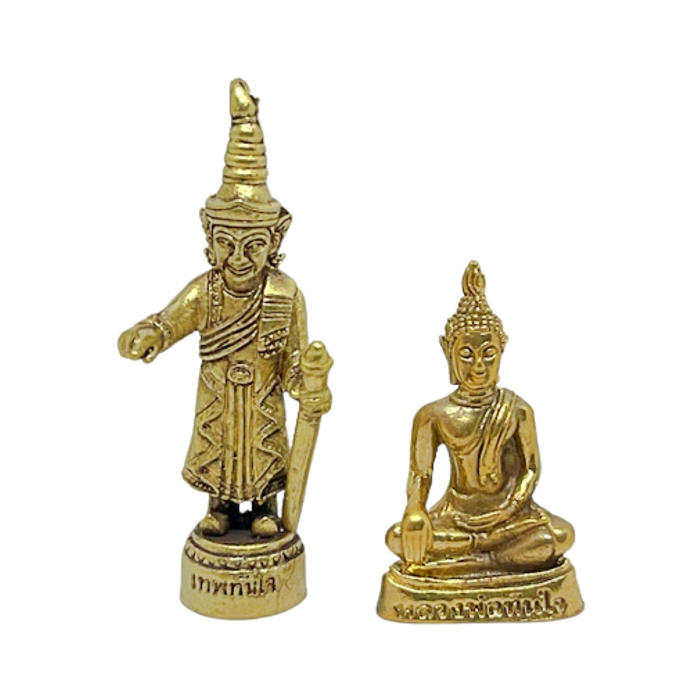 หลวงพ่อทันใจ เทพทันใจ พม่า ชุดพระจิ๋ว วัสดุทองเหลือง (2 องค์ / 1) ชุด home decor by boss