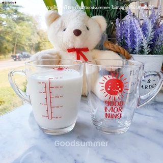 จัดส่งได้ตลอดเวลาแก้วตวง แก้วชงกาแฟ มีสเกล ลาย Good Morning ขนาด8ออนซ์ หรือ 250มล. จำนวน 1 ใบ พร้อมส่ง 2-3 วันรับของ