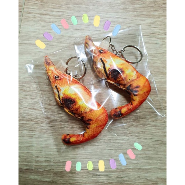 พวงกุญแจอาหาร กุ้งเผาจิ๋ว bringmehug ขนาด 10 ซม พวงกุญแจตุ๊กตาอาหาร