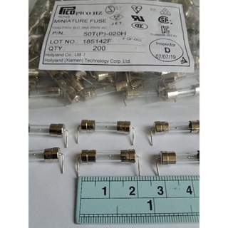 FUSE T2AL 250V ฟิวส์หลอดแก้ว(แพ็ค10ตัว)T2AL250V T2A250V 20มิล Slow blow Fuse T2A 250Vฟิวส์แบบขาดช้า อย่างดี ฟิวส์สโลวโบว