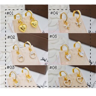 ต่างหูหุ้มทอง24K ประดับเพชรCZสวยงาม ไม่แพ้ไม่ลอกไม่ดำ