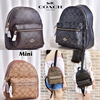 กระเป๋าเป้มินิ COACH F38302 MINI CHARLIE BACKPACK หนังแคนวาส ลายซี signature