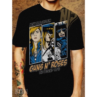 เสื้อยืดคอกลม 01 GNR Guns n Roses The Legend  ROCK เสื้อยืด เสื้อวง เสื้อดำ สกรีนลายอย่างดี ผ้าหนานุ่ม ไม่หดไม่ย้วย