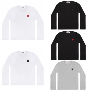 เสื้อยืดแขนยาวสีพื้นปักโลโก้หัวใจ Play COMME des GARCONS