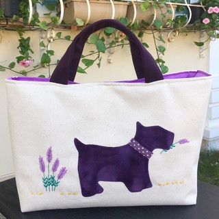 กระเป๋าผ้า แคนวาส แฮนแมด ลายหมา ลาเวนเดอร์ handmade bag by Sirs