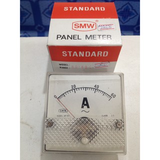 หน้าปัด วัดปริมาณกระแสไฟฟ้า แอมป์มิเตอร์ แบบสี่เหลี่ยม กว้าง 9 CM Amp Meter Standard SMW Panel meter Model 65.300