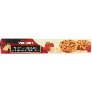 วอล์คเกอร์สบิสกิตไวท์ช็อกโกแลตและราสพ์เบอร์รี่ 150กรัม Walkers Biscuit, White Chocolate and Raspberry 150g.