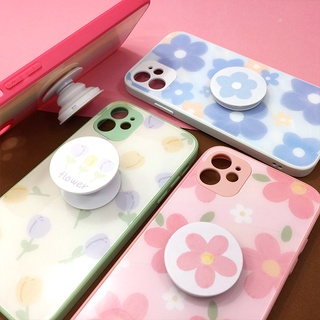 เคสซัมซุง/Samsung A03 A12 A22 A53  เคสมือถือกระจกพิมพ์ลายหน้าเงา กันเลนส์กล้อง เคสดอกไม้ ฟรี Griptok