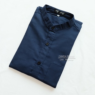 CAMISA BRAND เชิ้ตคอจีน สีกรม(Y59) ผ้าCotton เสื้อทำงาน เสื้อใส่เที่ยว กรม