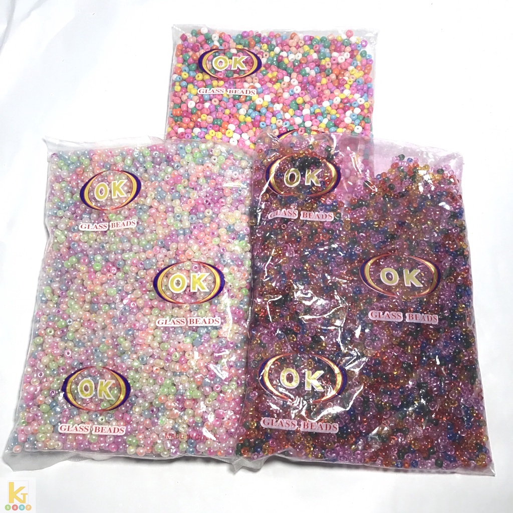 ลูกปัดเม็ดทราย 4 mm ประมาณ 460 กรัม ok ลูกปัดโอเค ลูกปัดแมส ลูกปัดพลาสติก beads ลูกปัดพาสเทล diy งานฝีมือ ลูกปัด