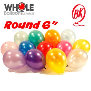 Wholeballoons ลูกโป่งยางกลม6"(BK)เนื้อมุก (1แพค/100ใบ)เนื้อยางย่อยสลายได้100% ยี่ห้อ BK  คุณภาพดี มืออาชีพเลือกใช้