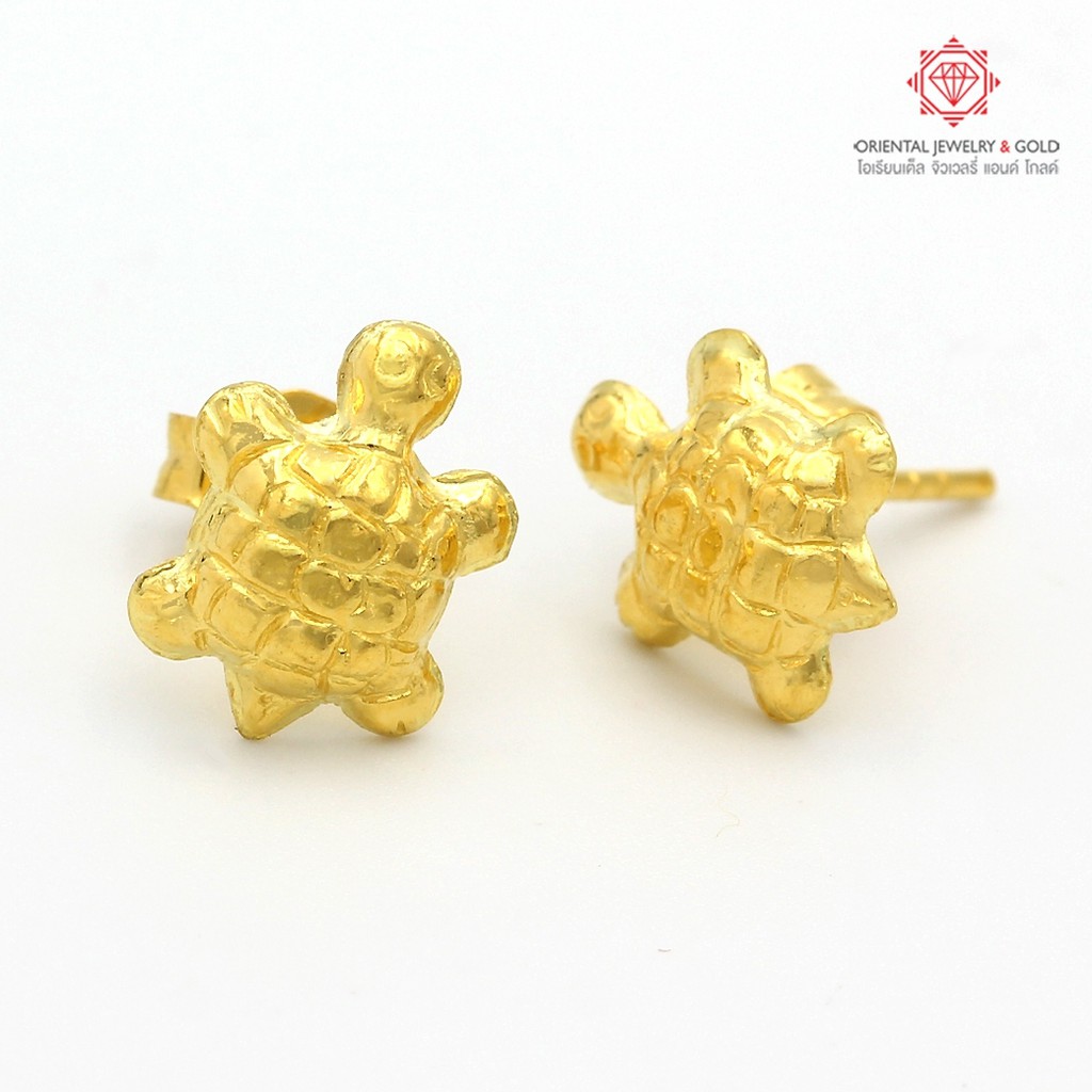 [เก็บเงินปลายทาง/ผ่อน 0%] OJ GOLD ต่างหูทองแท้ น.น. ครึ่งสลึง 96.5% เต่า 1.9 กรัม ขายได้ จำนำได้ มีใ