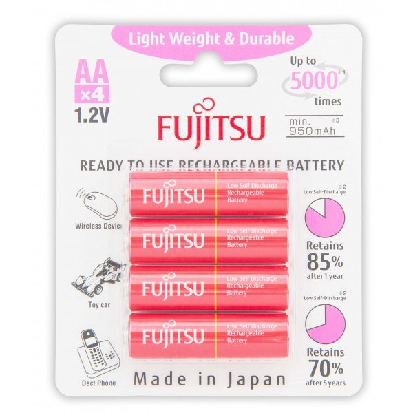 ถ่านชาร์จ Fujitsu ขนาด AA Pack 4 ก้อน 1000mAh HR-3UTLA