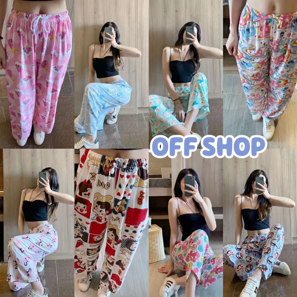 OFF SHOP พร้อมส่ง (OFF-KU-777) กางเกงขายาว ผ้าลายการ์ตูน ใส่สบายผ้านิ่มมาก 01
