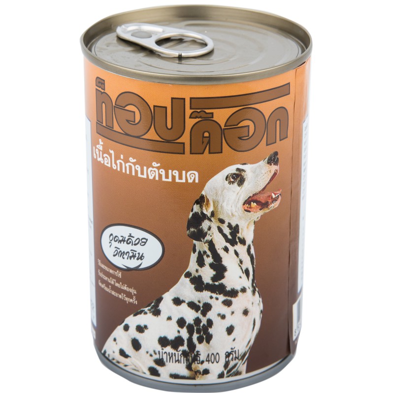TOP DOG อาหารสุนัขกระป๋องรสเนื้อไก่กับตับบด 400กรัม (จำกัด 1 ลัง = 24 กระป๋องต่อคำสั่งซื้อ)​