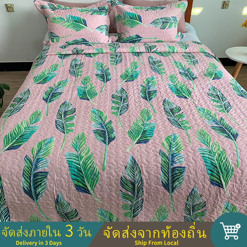 ผ้าคลุมเตียง Bed Cover ขนาดking size โทนฤดูร้อนสีสันสดใส 6ft Bed Topper 6.6ft Blankets Quilt【Ship Fr