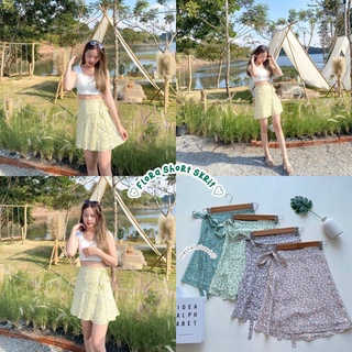 ♡Flora short skirt♡กระโปรงลายดอกไม้น่ารัก (กระโปรงป้ายแบบสั้น)มีลายเยอะกว่าในรูป