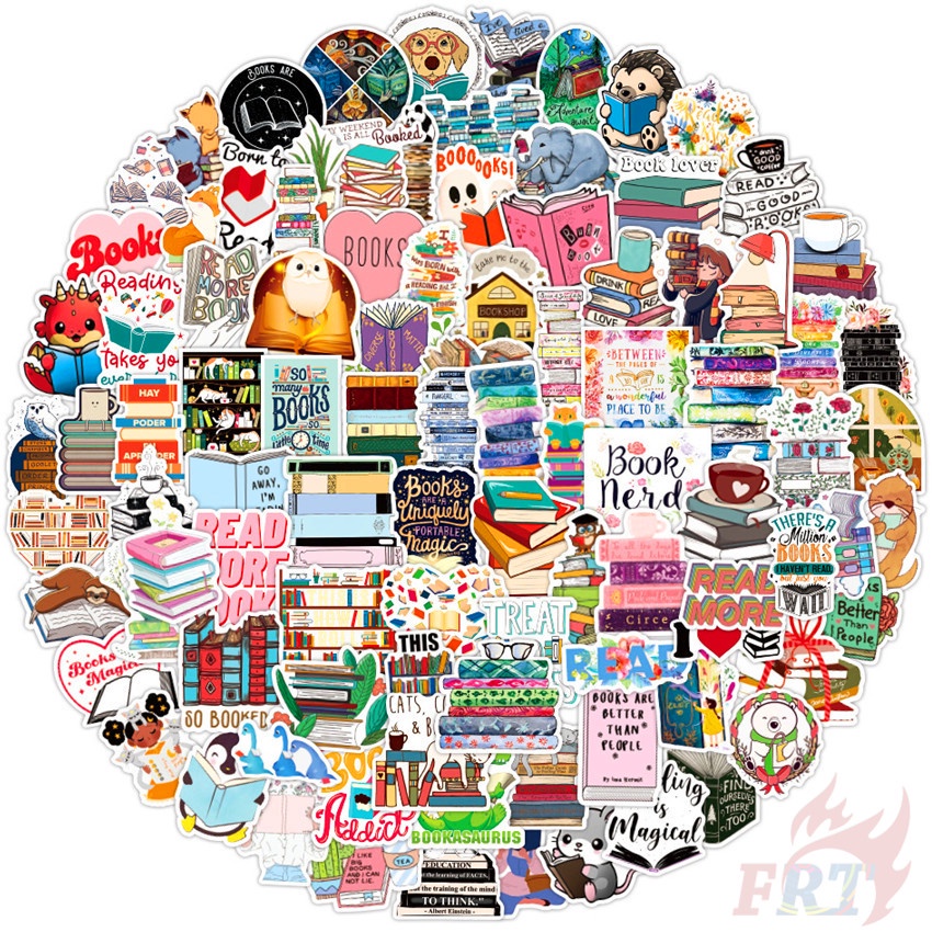 100 ชิ้น / ชุด สติกเกอร์ ลาย I Love Reading Series A Let's Read Good Books สําหรับตกแต่ง สติกเกอร์รูปลอก แฟชั่น สําหรับตกแต่งกระเป๋าเดินทาง แล็ปท็อป สเก็ตบอร์ด DIY
