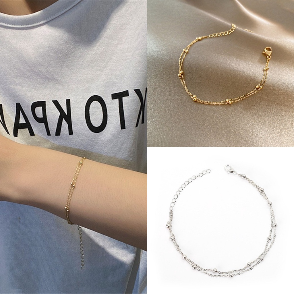 【COD Tangding】สร้อยข้อมือ แบบสองชั้น ลายตัวอักษร Vogue Matches Adorn สไตล์โบราณ แฟชั่นเรโทร สําหรับผ