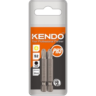 KENDO 21220305 ดอกไขควงลมหัวเดี่ยว แฉก PH3 × 50 mm (2 ชิ้น/แพ็ค)