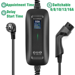 Tesla อุปกรณ์เสริมEV Charger Tye 2 IEC 621962 Switchable 6/8/10/13/16A 1 hase ortable EV Charging Box Cable for Tesla EV