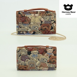 Henneybear - HW069 กระเป๋ารุ่น 2in1 ลายเทดดี้แบร์ สายโซ่คอสบอดี้ รุ่นขายดี