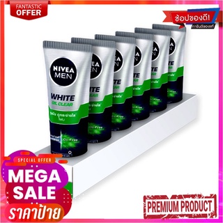 นีเวีย เมน ไวท์ ออยล์ เคลียร์ โฟม ขนาด 20 กรัม แพ็ค 6 หลอดNivea Men White Oil Clear Mud Foam 20 g x 6