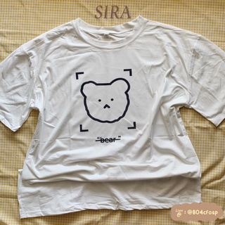 เสื้อ Oversize ลาย Bored Bear ผ้าคอตตอนผสม พร้อมส่ง