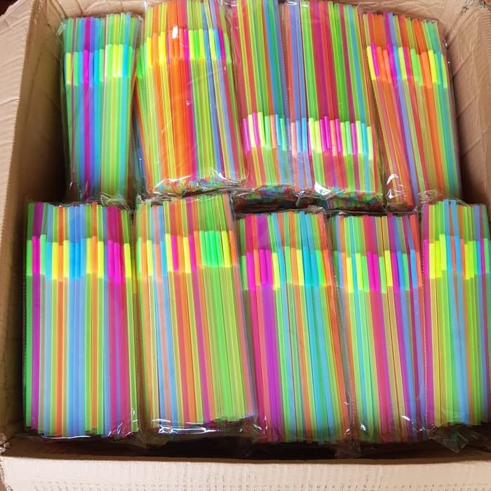 COLORFUL THREAD STRAWS - FUN STRAW COTENTS 100 ชิ้น