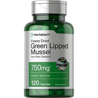 Horbaach Green Lipped Mussel 750 mg 120 Capsules | from New Zealand Premium Freeze Dried Mussel Powder 120 capsules