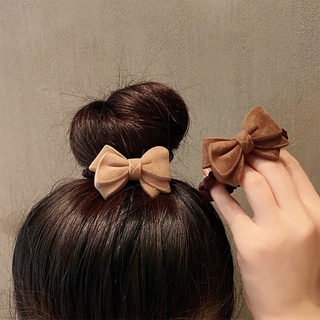 Korean Retro Flocking Bow Hair Tie Fashion Tie Hair Rubber Band Hair Accessories