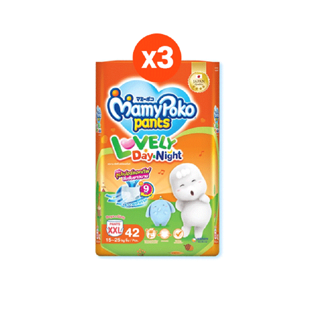 [ลดเพิ่ม12%][ใส่โค้ด mamySHPMAR1][ส่งฟรี] Mamypoko Pants Lovely Day&Night มามี่โพโคยกลัง 3 แพ็ค เลือกไซส์ด้านใน