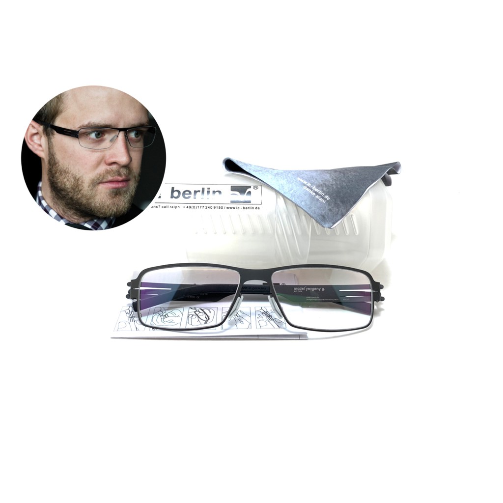 แว่นสายตา ic berlin model yevgeny g. gun metal ขนาด 57-17 mm. สีกันเมทัล ฟรี!! แป้นจมูกซิลิโคนอีก 1 