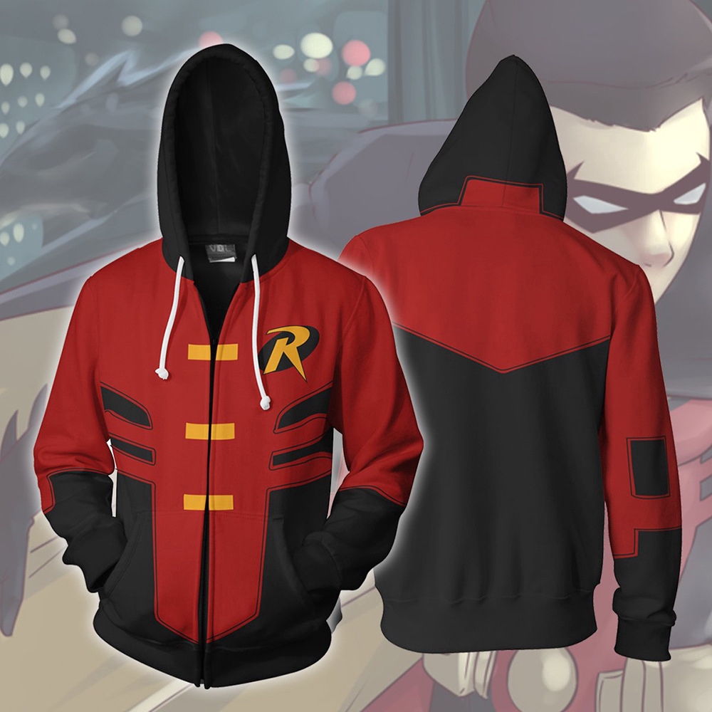 Robin Tim Drake Zipper Hoodie Batman Zipper Coat 3D พิมพ ์ แจ ็ คเก ็ ตแจ ็ คเก ็ ตOuterwear