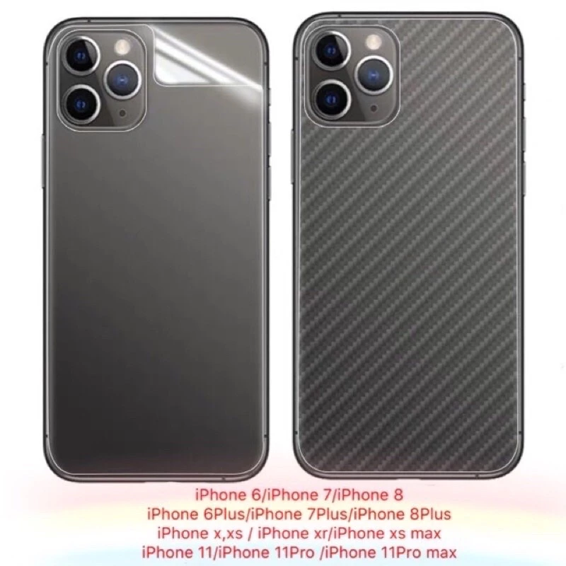 ฟิล์มกันรอยด้านหลัง แบบใส-แบบเคฟล่าiPhone xs xr xmax 11pro 11promax 12promax 13promax 14plus 14pro 14promax 15 16 17pro